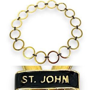 90s Vintage Luxury St. John Metal Brushed Gold Circle Oversized Chain Link Belt